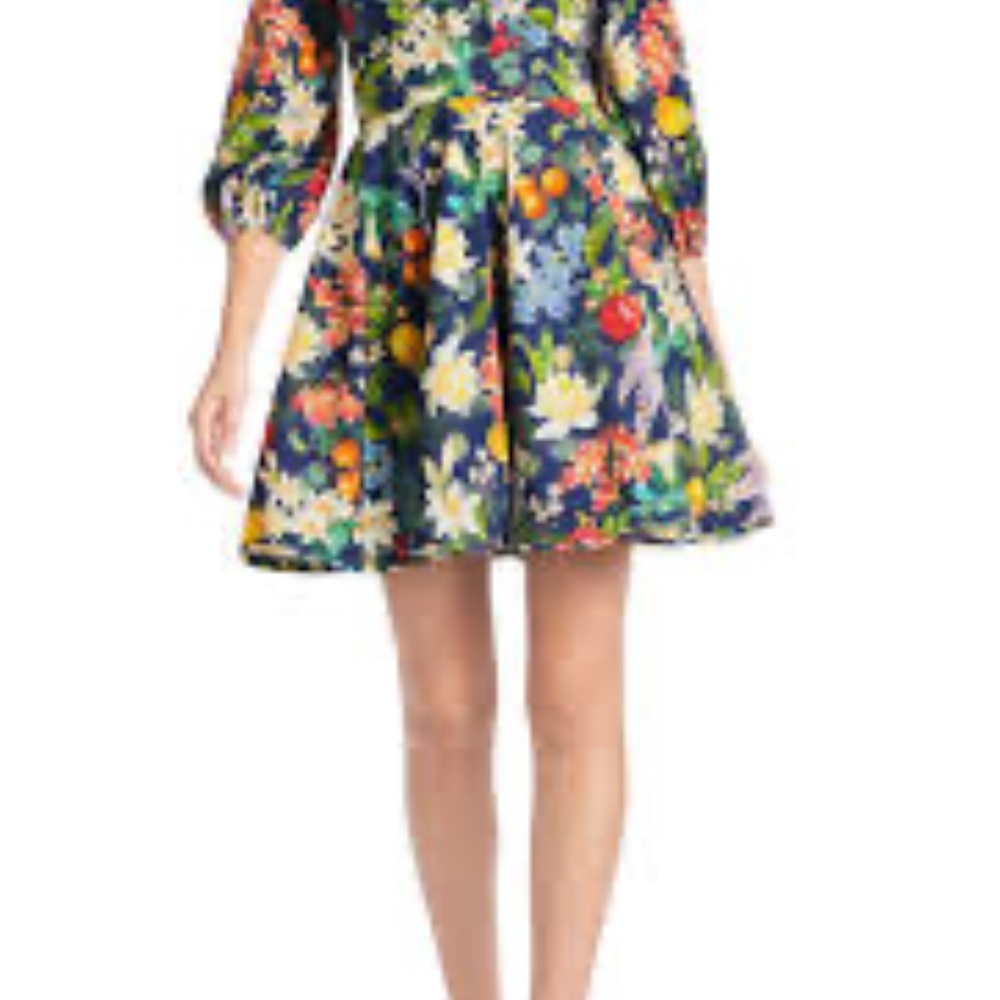 Sachin & Babi Fruit Floral Print Mini Dress Size 10 Blue Brunch Garden Party - Picture 16 of 16